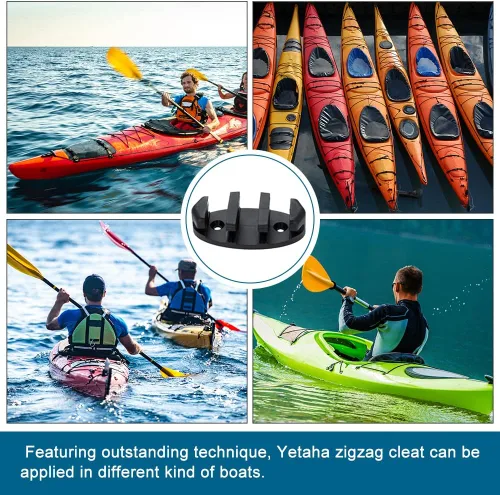 Vista 5 de Yetaha 2 tacos de anclaje en zigzag, tacos de nailon negro para canoas, pesca, barco, kayak, accesorios