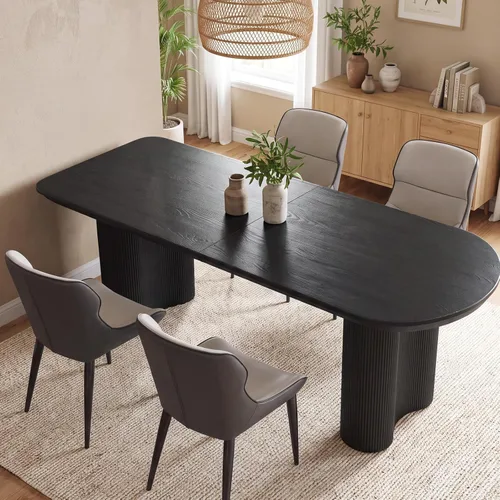 Vista 27 de Guyii Juego de mesa de comedor con 6 sillas, juego de mesa de cocina moderno, mesa de comedor interior para cocina, bar, sala de estar, rincón