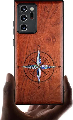 Vista 11 de Carveit Funda de madera de diseñador para Samsung Galaxy Note20 Ultra (grabado de madera e incrustaciones de carcasa) compatible con cargadores