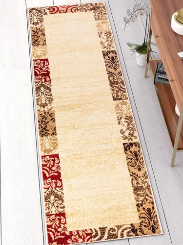 Vista 6 de Well Woven Barclay Vane Willow Damask - Alfombra moderna de 7 pies 10 pulgadas, redonda, color beige