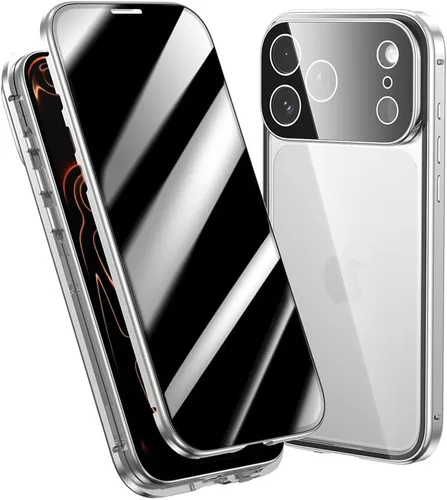 Vista 23 de Funda antimiradas con cerradura para iPhone 13 Pro, funda magnética de vidrio con protector de lente de cámara integrado, protector de pantalla