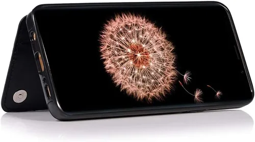 Vista 6 de Funda de teléfono para Samsung Galaxy S9 Plus con protector de pantalla de vidrio templado y tarjetero con soporte para tarjetero, accesorios