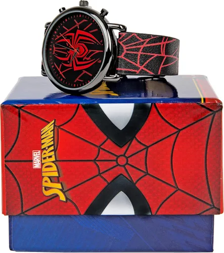 Vista 5 de Spider-Man Symbol and Webbing Watch with Faux Leather Strap