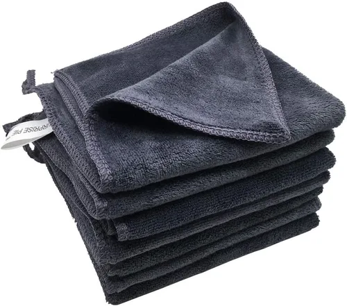 Vista 8 de Paquete de 6 trapos de limpieza absorbentes sin pelusa para casa, cocina, automóvil, vidrio, acero inoxidable, ventana, limpiador de barcos, 12 x 12