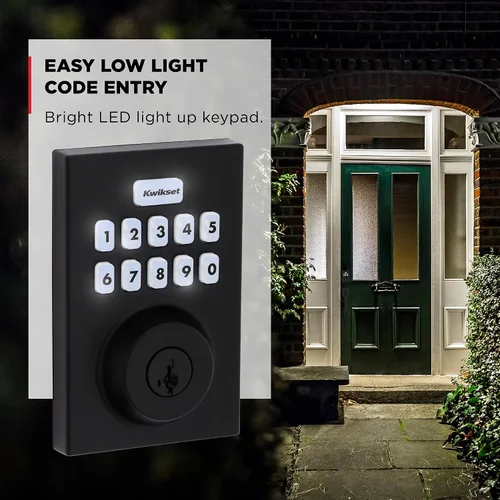 Vista 7 de Kwikset Powerbolt 250 - Cerradura electrónica contemporánea con teclado de 10 botones, color negro mate, con cómoda entrada sin llave, códigos