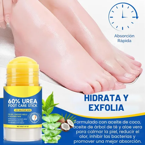 Vista 2 de Crema en barra de urea 60% más 2% ácido salicílico, crema de urea para pies y callos de máxima fuerza para talones secos agrietados, manos