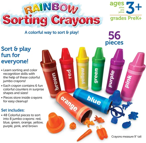 Vista 7 de Learning Resources Crayones de clasificación arcoíris - Regalos para niños pequeños, accesorios para niños pequeños, juguetes de apilar jumbo