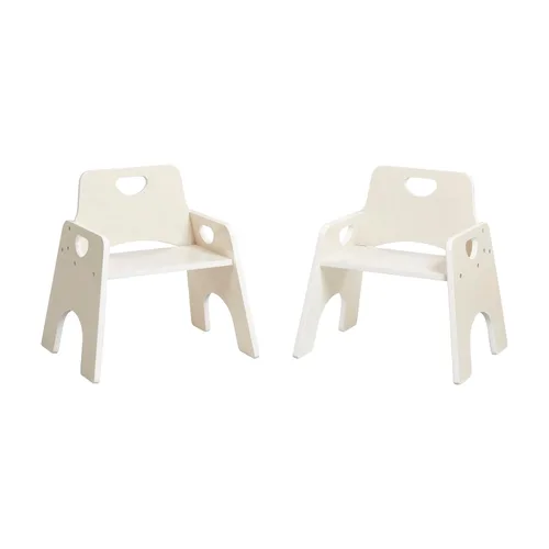 Vista 13 de ECR4Kids Silla apilable de madera para niños pequeños, 15 cm, Muebles para niños, Lavado gris, 2 unidades Gris (Grey Wash)