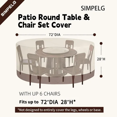 Vista 2 de Fundas redondas para muebles de patio, impermeables, para muebles de patio, 600D, resistente, Oxford, resistente a los rayos UV, antidecoloración