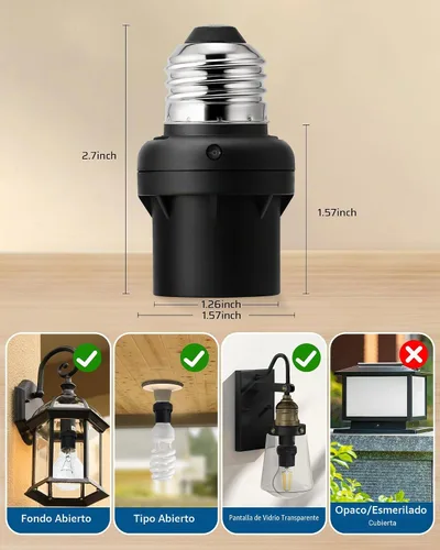 Vista 5 de DEWENWILS Portalámparas con Sensor de Luz, Portalámparas con Sensor de Anochecer a Amanecer E26 E27, Portalámparas para Luminarias, Compatible