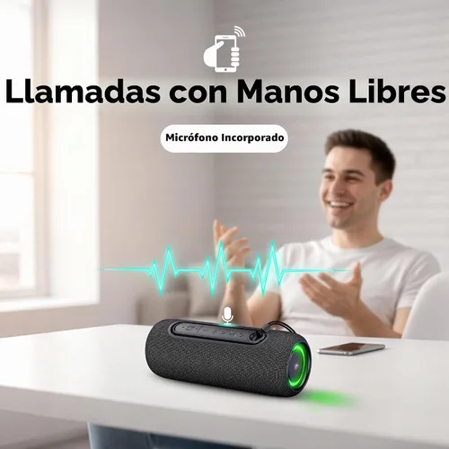 Vista 4 de Fisher Altavoces Bluetooth portátiles IPX5 impermeable altavoz, 14 W de potencia máxima estéreo Bluetooth altavoz, luces RGB, TWS, BT 5.3, micrófono