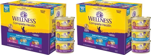 Vista 18 de Wellness Complete Health - Paquete variado de paté de comida húmeda enlatada para gatos adultos, natural, rica en proteínas, sin granos, favoritos