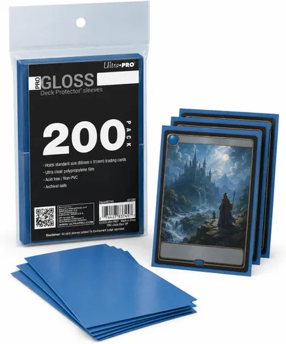 Vista 5 de Ultra PRO - Protector de cubierta de fundas de tarjetas estándar azul PRO-Gloss de 200 unidades, protege y almacena tarjetas coleccionables