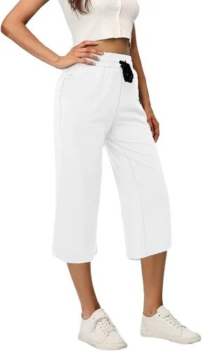 Vista 5 de UQRZAU Pantalones de mujer con bolsillos 2023 con cordón suelto casual pantalones de yoga pierna ancha, S-5XL