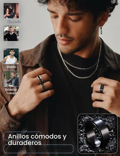 Vista 4 de sailimue Anillos giratorios de acero inoxidable para hombres