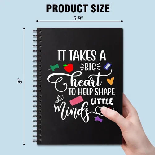Vista 2 de It Takes A Big Heart - Cuadernos en espiral de tapa dura de 160 páginas de 6 x 8 pulgadas para escribir y dibujar, divertido diario negro o regalo