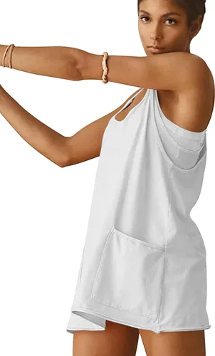 Vista 4 de Vestido atlético para mujer con pantalones cortos incorporados, mini vestido de entrenamiento deportivo para golf, verano 2024