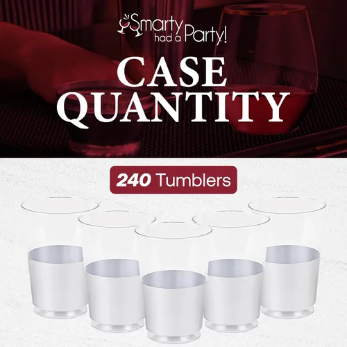 Vista 9 de Smarty Had A Party Vasos desechables transparentes de 12 onzas con parte inferior plateada – 240 vasos de plástico para cócteles, café helado