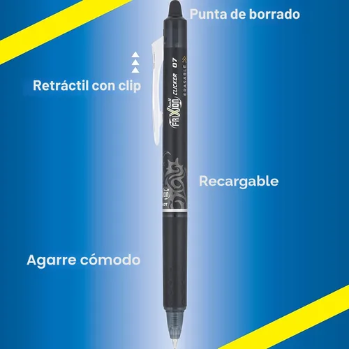 Vista 3 de PILOT Frixion - Bolígrafos borrables, punta fina de 0.028 in, paquete de 6 bolígrafos de tinta retráctil negra + 4 recambios adicionales