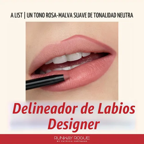 Vista 2 de Runway Rogue Designer Liner Lápiz Delineador de Labios, Lápiz Delineador de Labios Mate Rosa Suave-Malva y Sacapuntas para Delineador de Labios, 'A
