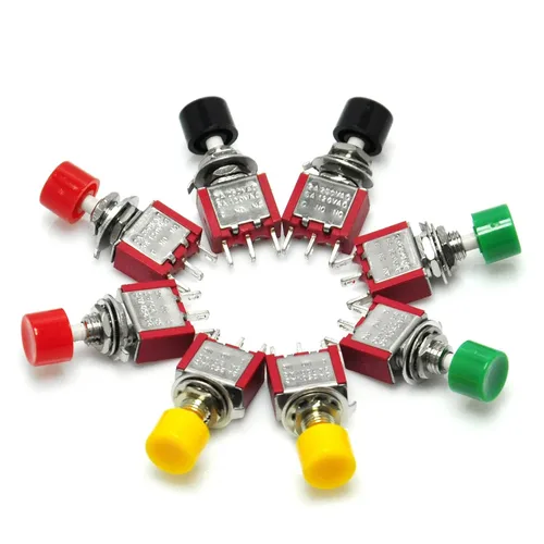 Vista 3 de Gikfun AC 2A 250V/5A 120V NO/NC SPST Interruptor de botón momentáneo Kit de bricolaje para Arduino (paquete de 8 piezas) EK1926