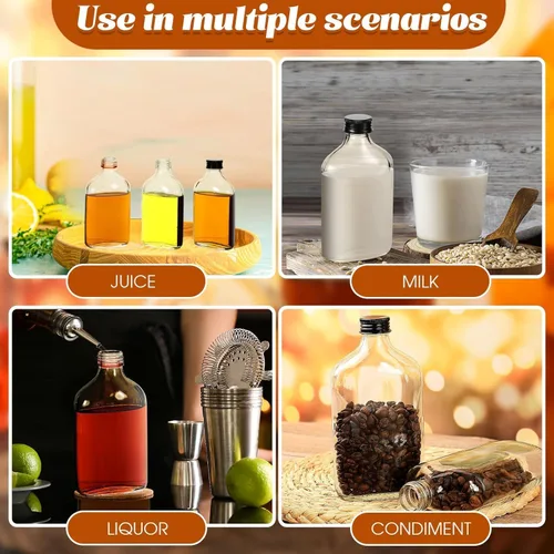 Vista 5 de Patelai 1 mini botellas de vidrio a granel con tapas, botellas de licor transparentes, botellas vacías de alcohol, embotellado de bebidas
