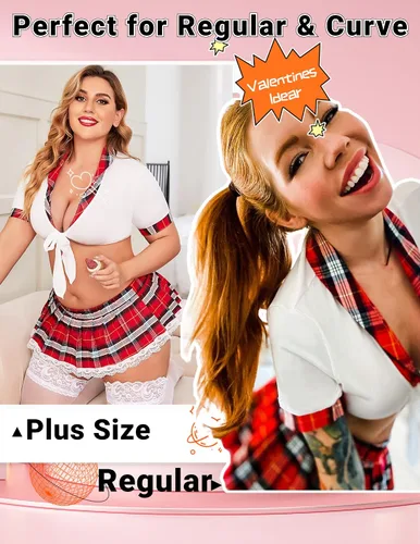 Vista 5 de ADOME - Conjunto de lencería sexy para mujer diseño de colegiala estudiante para juegos de roles