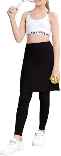 Vista 5 de Gyiefcg Falda deportiva de golf para niñas con leggings, falda de entrenamiento, falda de baile activa con bolsillos