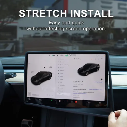 Vista 5 de Rislobx Protector de pantalla para Tesla Model 3/Y, accesorios con marco inferior ampliado, protección de pantalla de consola central de silicona