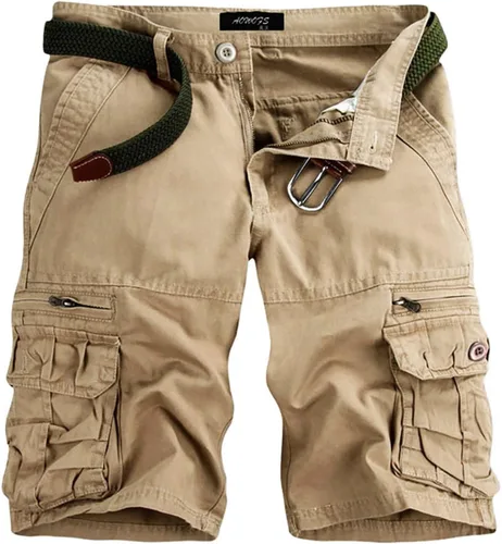 Vista 11 de Alalaso Mens Cargo Shorts Relaxed-Fit Ripstop Lightweight Pants Hiking Outdoor Work Short Trousers with Multi-Pocket B- verde militar