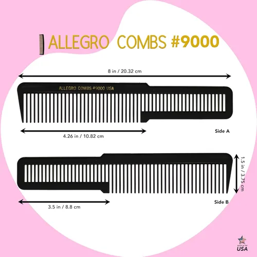 Vista 2 de Allegro Combs 9000 Clipper corte mezcla desvanecimiento Peines 6 Pk. (negro)