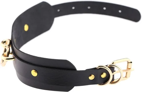 Vista 3 de Gargantilla de cuero estilo punk gótico para hombres, mujeres y niñas, aleación, Adjustable, Corazón Dorado