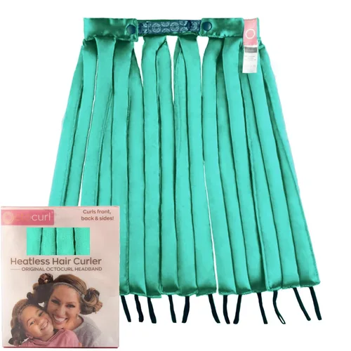 Vista 14 de Octocurl Diadema sin calor, rizadores de pelo para dormir, rizadores sin calor para cabello largo (algodón, rosa)