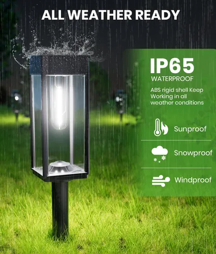Vista 5 de BITPOTT Luces solares para caminos al aire libre, luces solares brillantes para exteriores, impermeables, IP65, paquete de 2 luces de jardín