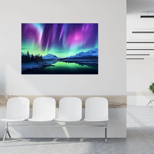 Vista 5 de CCWACPP Lienzo decorativo para pared, diseño de auroras boreales, impresiones de naturaleza, paisaje, nieve, montaña, decoración para sala de estar