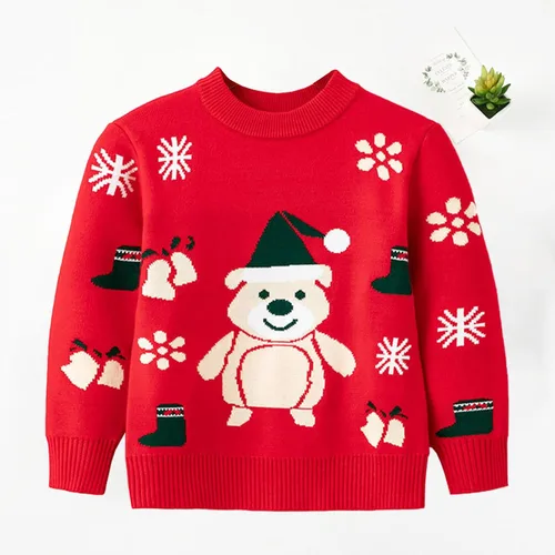 Vista 2 de Children Toddlers Christmas Knitted Sweaters Pullover Long Sleeved Round Neck Shirts Sweater Sweatshirt Party Clothes QA8-Red 4 Year