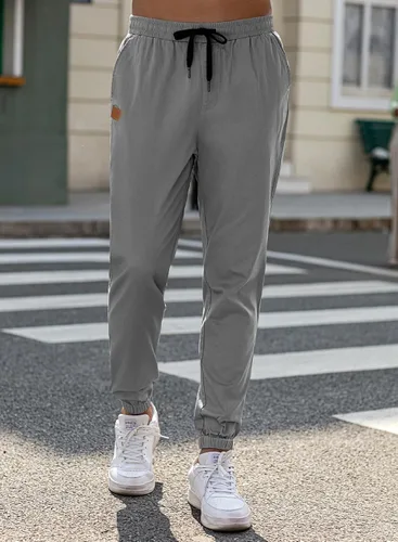 Vista 7 de JMIERR Pantalones cargo de sarga para hombre, estilo casual, de algodón, con cordón, clásicos, chinos, elásticos, pantalones de senderismo con 6