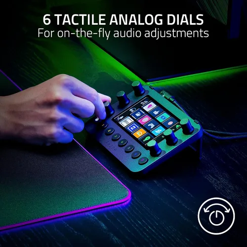 Vista 4 de Razer Controlador de transmisión teclado todo en uno para transmisión 12 teclas de conmutación háptica 6 diales analógicos táctiles 8 botones