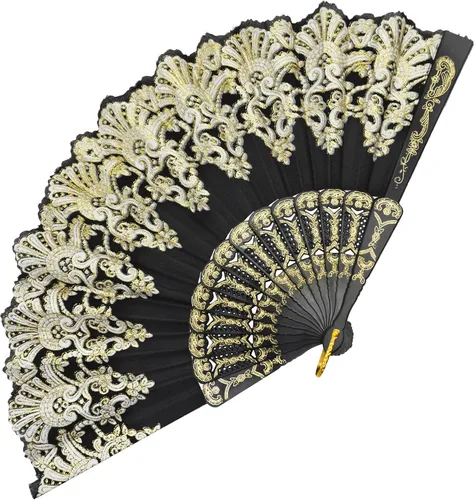 Vista 17 de EOSAU Abanicos plegables chinos de mano para mujeres, plegables a granel para fiestas, bodas, iglesias, bailes (10 colores mezclados)