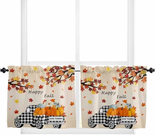 Vista 53 de Cenefas de Navidad de invierno para ventanas, cortinas de cocina con bolsillo para barra, cortinas con aislamiento térmico para ventana de baño