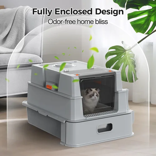 Vista 3 de XXXL Stainless Steel Litter Box with Lid,28" L x 20.5" W x 16.5" H Extra Large Cat Litter Box Enclosure for Large and Multi-Cats