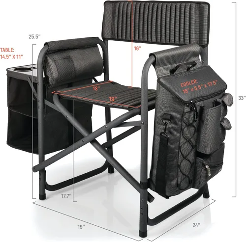 Vista 3 de Picnic Time Fusion – Silla plegable, Gris/Negro