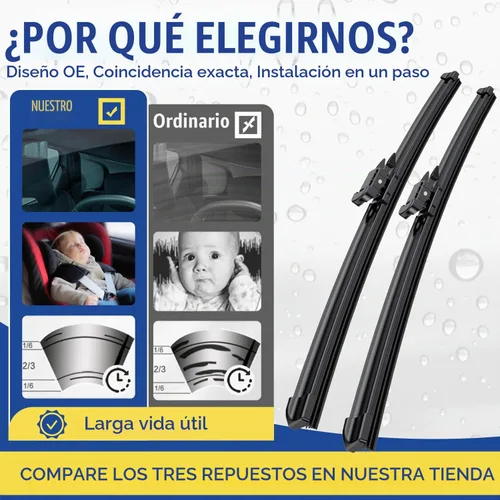Vista 2 de ANRDDO Limpiaparabrisas de repuesto de fábrica para Audi A6 C6 S6 A6 2005-2011 Juego de limpiaparabrisas de 22"+22" con bloqueo superior