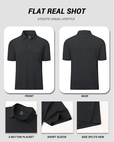 Vista 5 de Polu Polo de golf para hombre, absorbe la humedad, manga corta, casual, cuello de verano