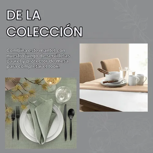 Vista 5 de Elrene Home Fashions - Mantel de textura sólida de laurel, resistente al agua y a las manchas, 90 pulgadas, redondo, color salvia
