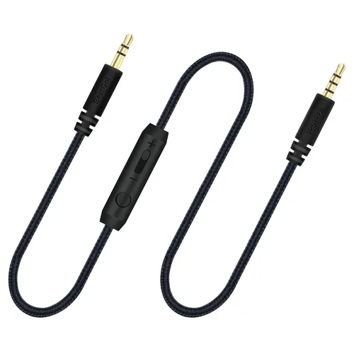 Vista 8 de Cable de audio con micrófono de control de volumen de 0.138 in (4,3 pies/4.3 ft) para controlador PS4, auriculares (paquete de 1) color negro