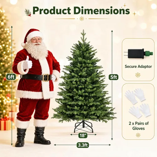 Vista 9 de COSTWAY Árbol de Navidad artificial de 5 pies con 11 modos de iluminación