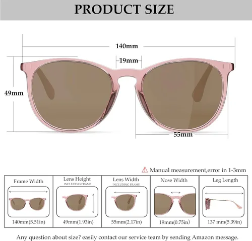 Vista 3 de Yaserra Lentes de sol polarizados redondos clásicos retro, lentes de espejo TAC, estilo de diseñador de moda, para mujeres y hombres, protección