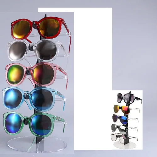 Vista 2 de Soporte de acrílico para gafas, soporte para gafas de sol, soporte acrílico para gafas de sol (5 marcos para cada soporte)