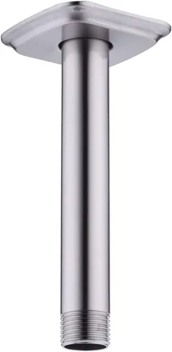 Vista 10 de Brazo de ducha con brida de acero inoxidable de 4 pulgadas, extensión recta montada en el techo para cabezal de ducha de lluvia superior, níquel